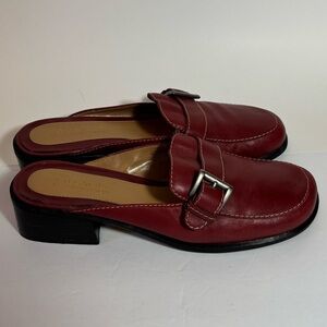 ❤️SOLD❤️ Villager Liz Claiborne Red Leather Slip On Mules Size 10